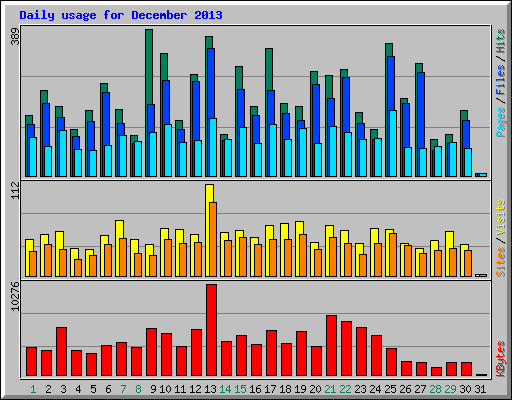 Daily usage for December 2013