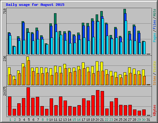 Daily usage for August 2015