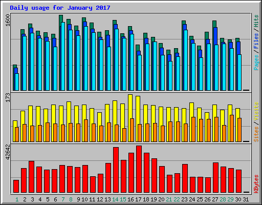Daily usage for January 2017