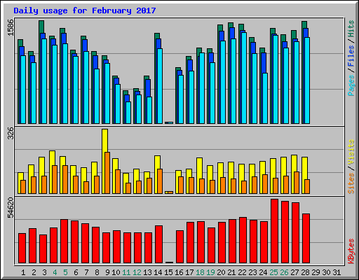 Daily usage for February 2017