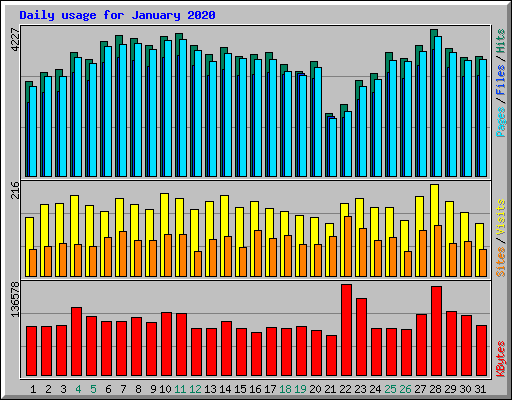 Daily usage for January 2020