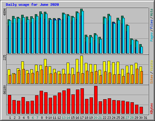 Daily usage for June 2020