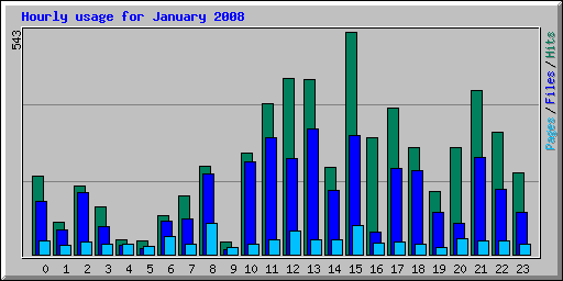 Hourly usage for January 2008