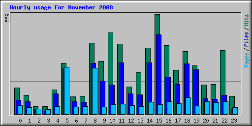 Hourly usage for November 2008